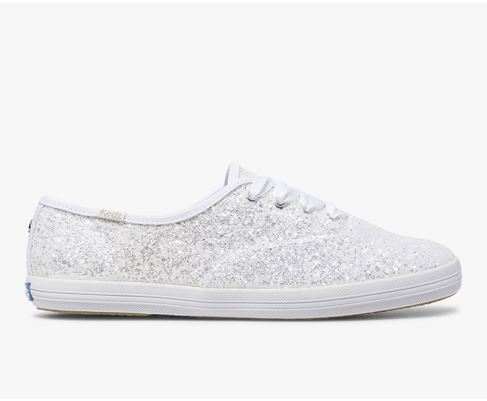 Zapatillas Keds Mujer Blancas - Kate Spade New York Champion Glitter - 524-HVSLGB